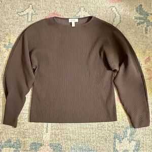 Black balloon sleeve ribbed long sleeve top COS